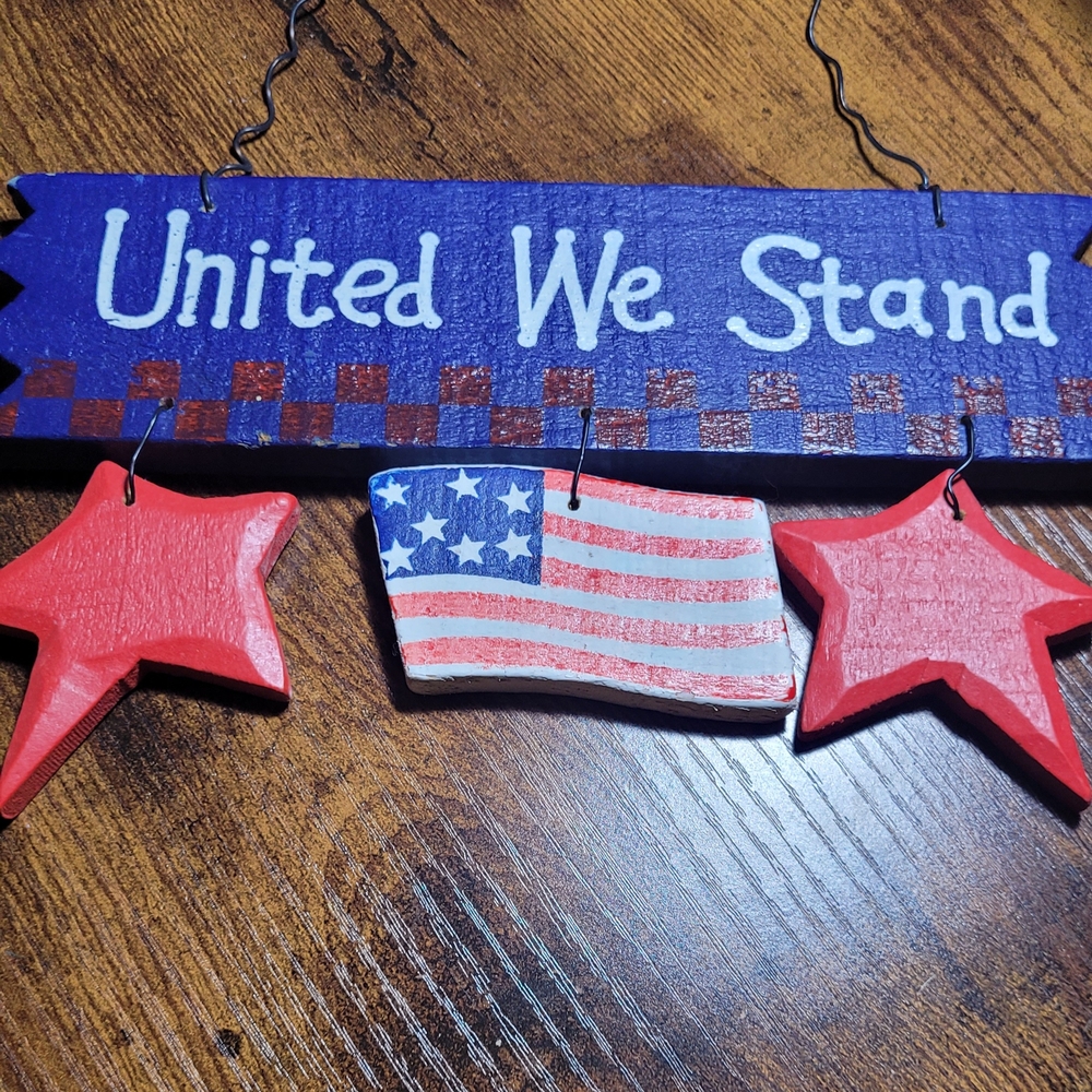 Rustic Red, White, and Blue Star Wall Decor United We Stand